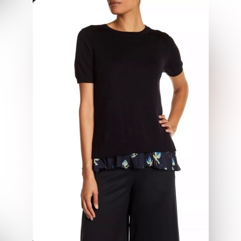 Jason Wu Grey Layered Short Sleeve Sweater Midnight